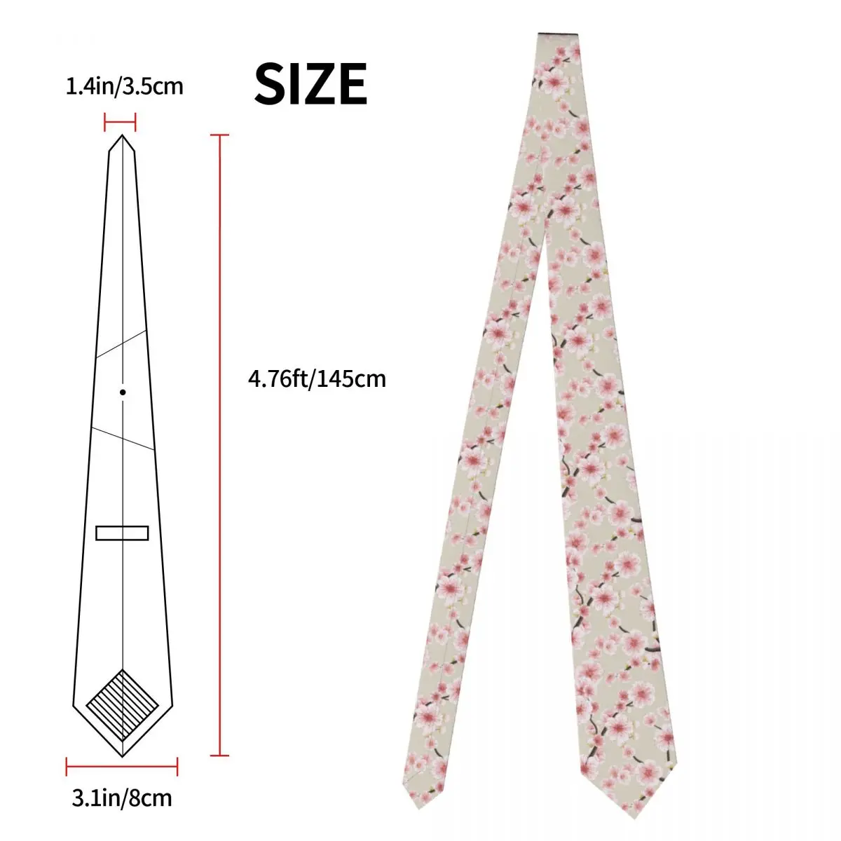 Mens Tie Slim Skinny Spring Pink Sakura Blossom Japanese Cherry Symbolic Necktie Fashion Necktie Free Men Tie Party Wedding