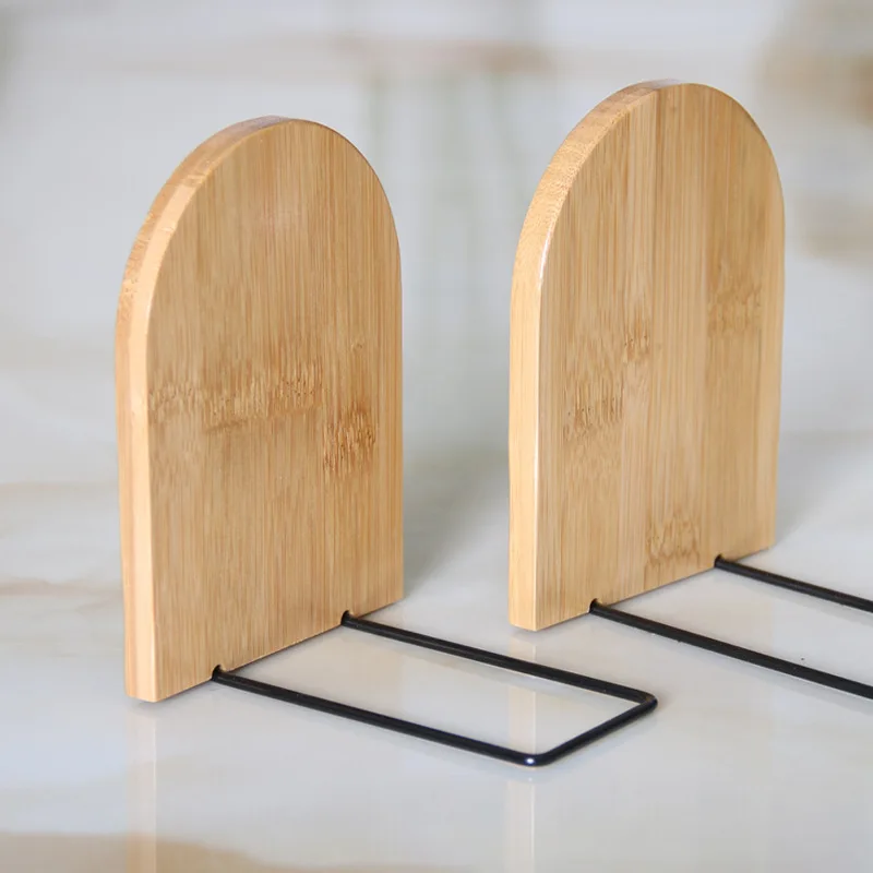 Pratique bois fer livre fin étagère bureau serre-livres support fournitures accessoire papeterie serre-livres pour Magazine Style Simple