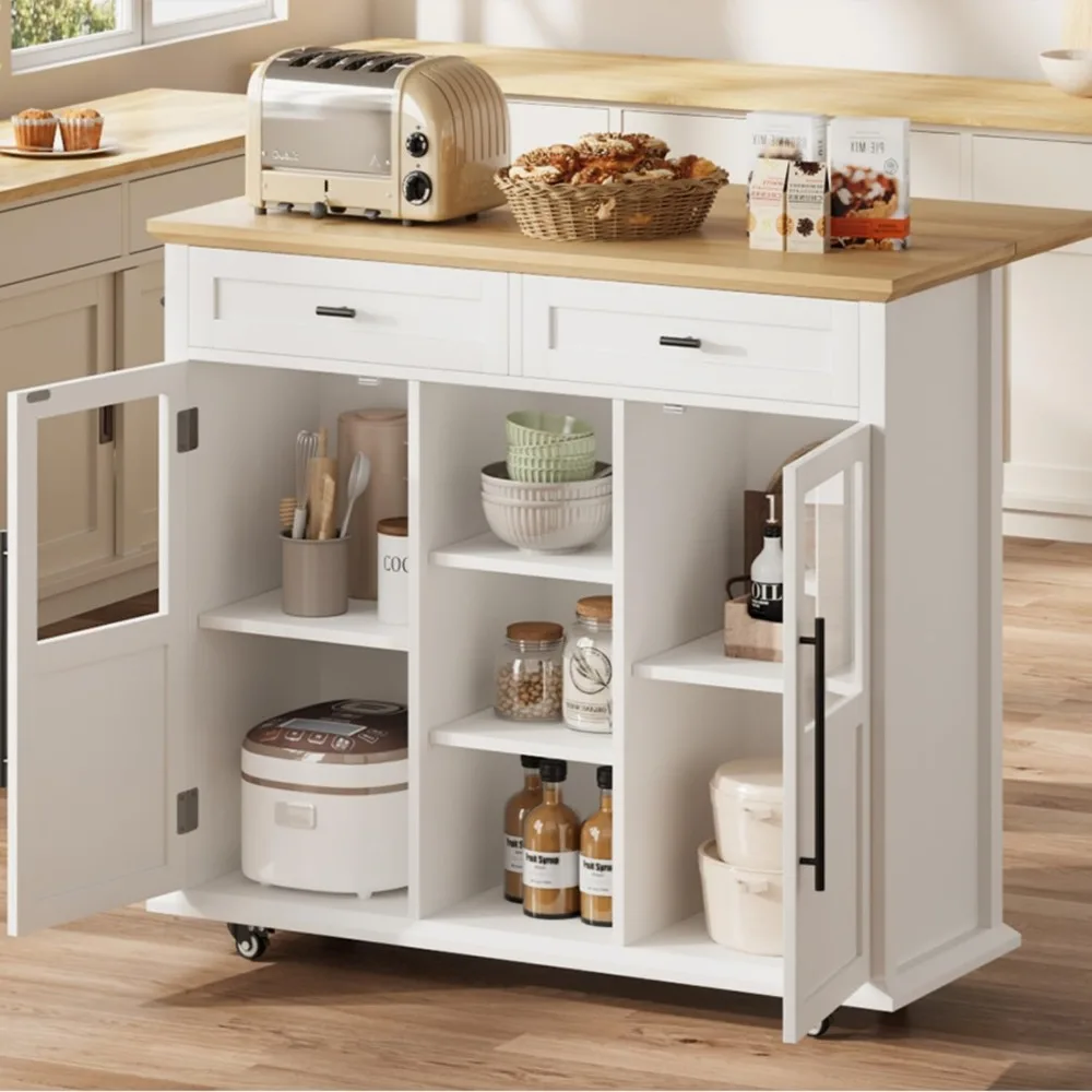 Kitchen Island with Storage, 41'' Storage Island with Drawer, Open Shelf and Door Cabinet thumbnail