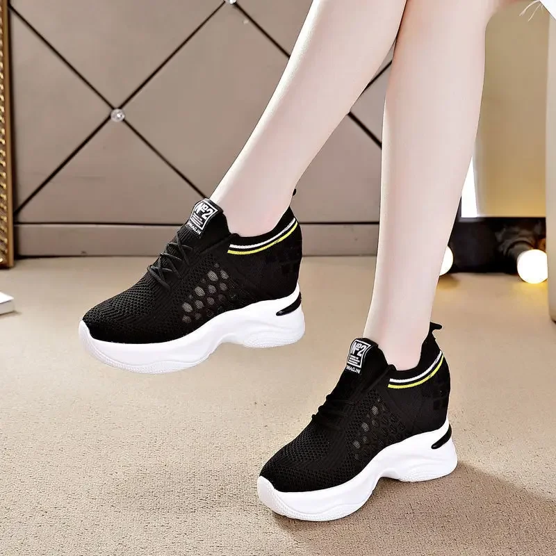 Shoes for Women The New Fashion White Sport  Summer 2022 Casual Breathable Hollow Out Platform Sneakers Comfortable High Heels