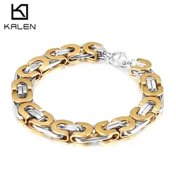 Kalen 6/8/10mm Flat Double Link Chain Trend Men Women Stainless Steel Bracelet Punk Rock Accessories Party Gifts