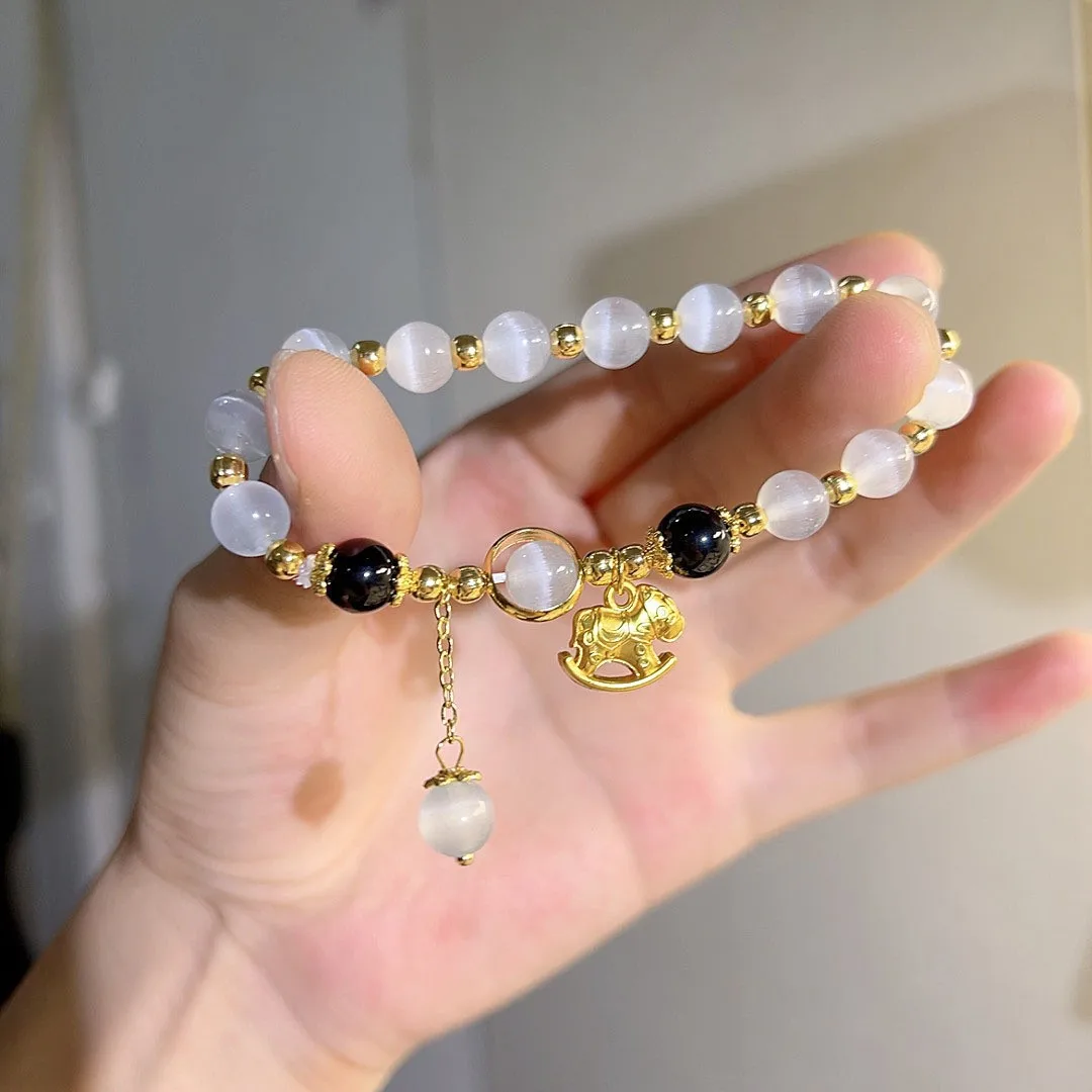 New Year Zodiac Horse Pendant Bracelets for Women Cute Cartoon Horse Beaded Bracelets Aesthetic Party Jewelry Accessories