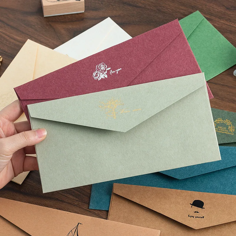 Custom. B2/ B3 Retro Color Gilding Western Style Blank Paper Envelope Business Invitation Kraft Paper Thickening