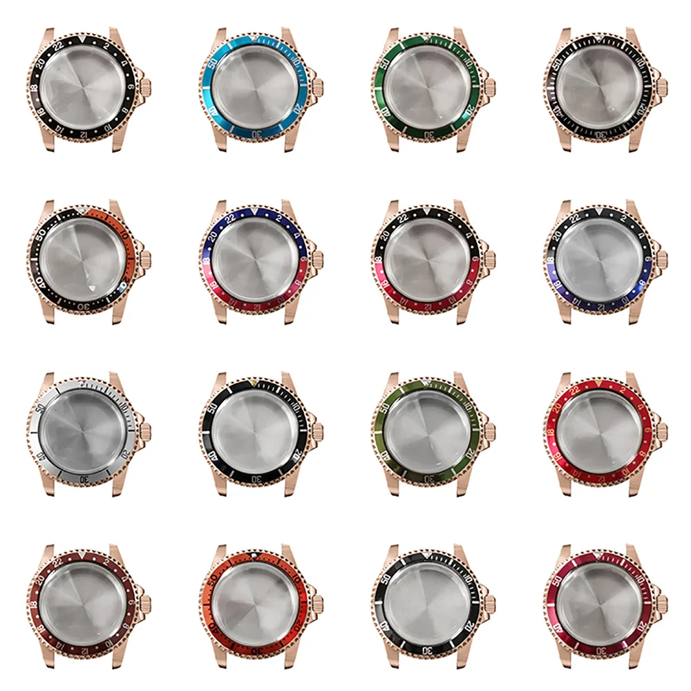 

39.5MM Copper-Plated Stainless Steel Retro Watch Case Bidirectional Bezel Bubble Mirror Case for NH35 NH36 Movement 28.5mm Dial