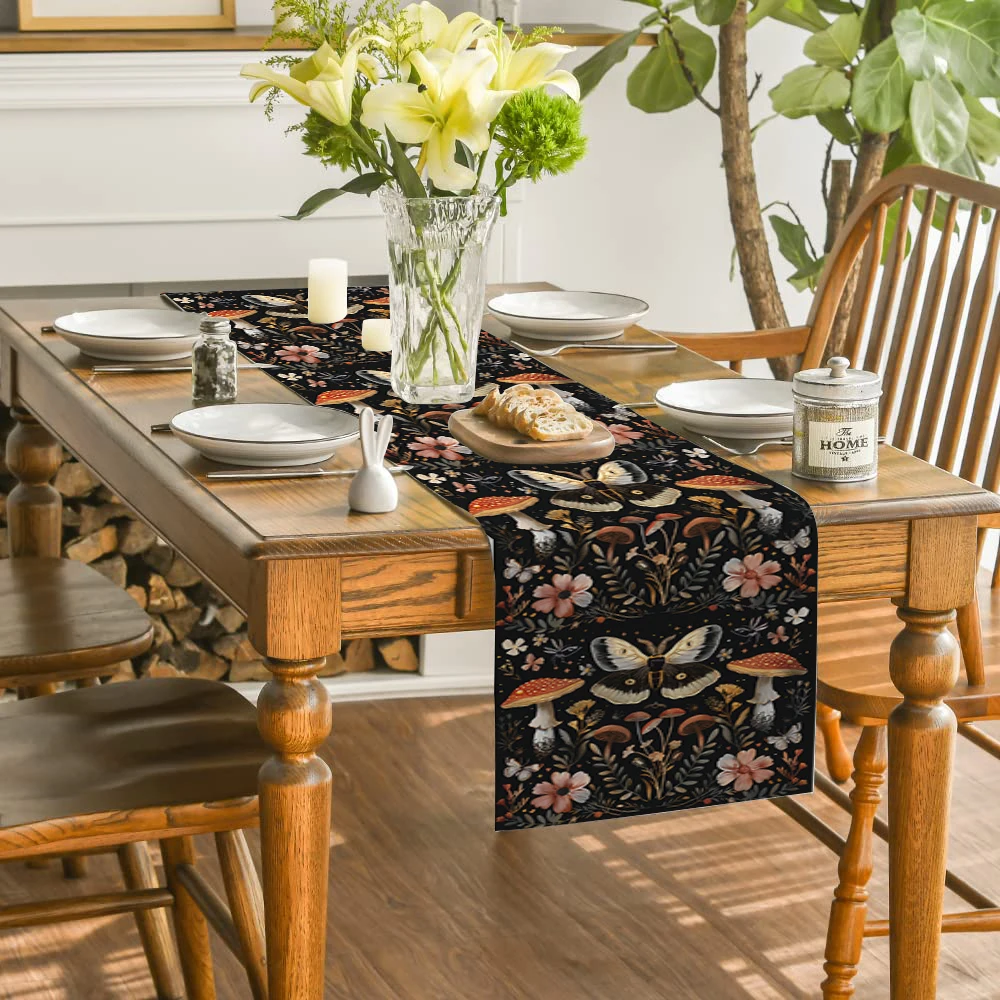 Butterfly Flower Mushroom Farmhouse Dining Table Dresser Table Runners Wedding Party Table Decoration