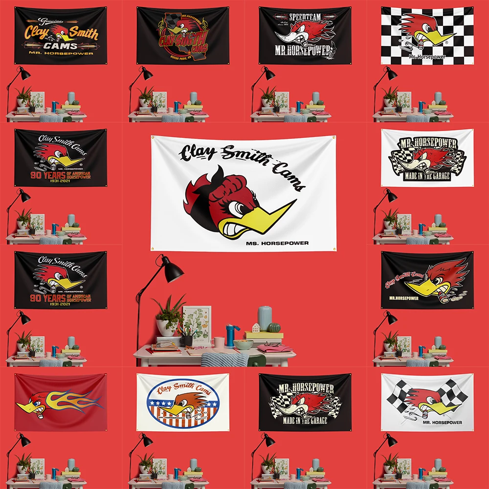 Mr.horse-power Car Racing Flag 3x5 FT 90x150cm Polyester Decorative Banner Tapestry For Garage Wall Decor
