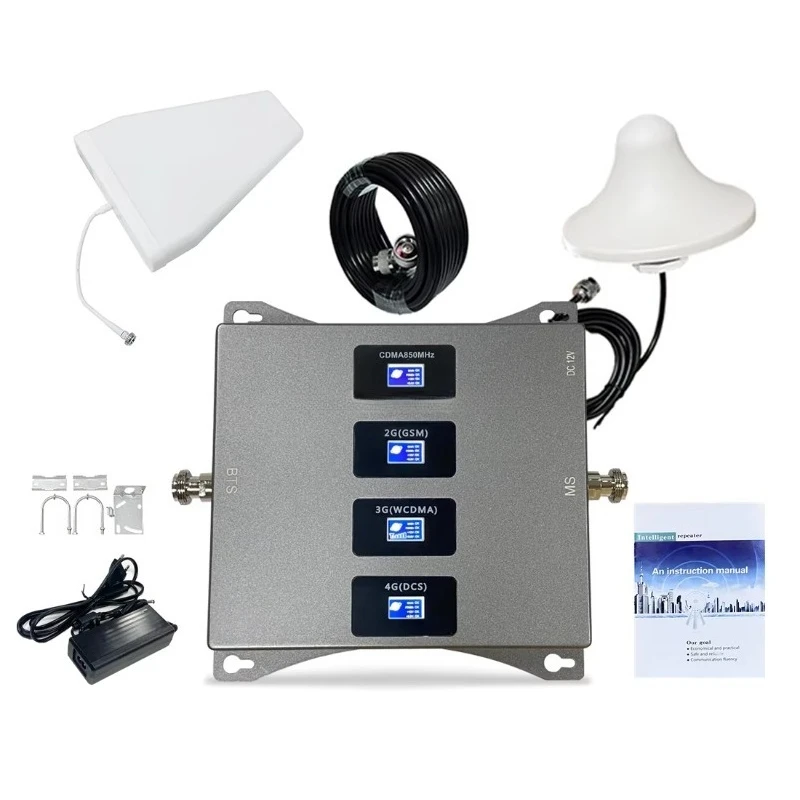 

Signalsmith Quad 4 850/900/1800/2100MHz GSM Signal Enhancement Amplifier Kit 2G 3G 4g Mobile Repeater