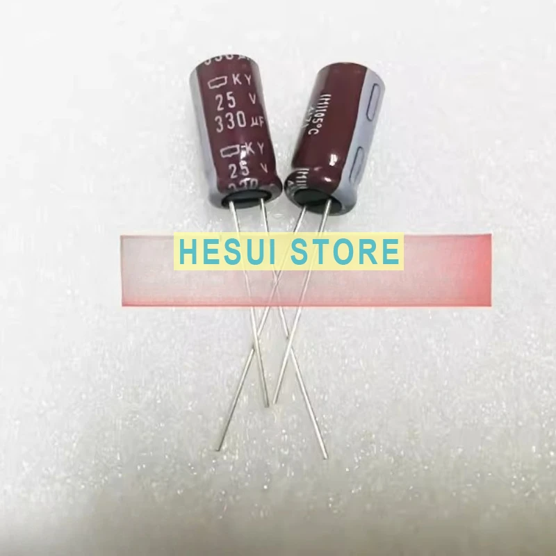 10PCS imported black diamond electrolytic capacitor 25V330UF 8X15 KY high frequency long life 105 degrees