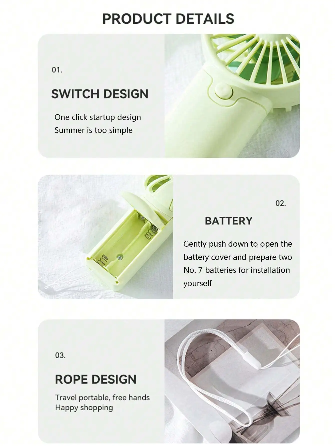 Portable Handheld Fan Hand Strap Battery Operated Compact Design Easy Carrying Cool Breeze Ideal Travel Companion Hvac tools