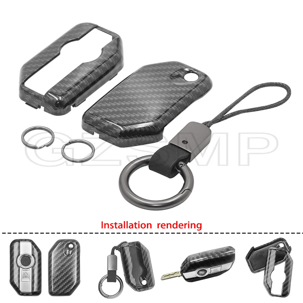 Carbon fiber pattern Key Case Keychain Key Cover fit For BMW R1250GS C400X C400GT F750GS F850GS R1200GS GS1250 F900R Key Holder