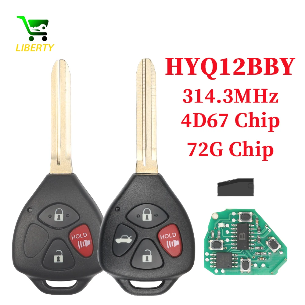 Liberty HYQ12BBY 314,4 Mhz 3/4 botones llave remota de coche para Toyota Camry Avalon Corolla Matrix RAV4 Yaris Venza TC/XA/XB/XC