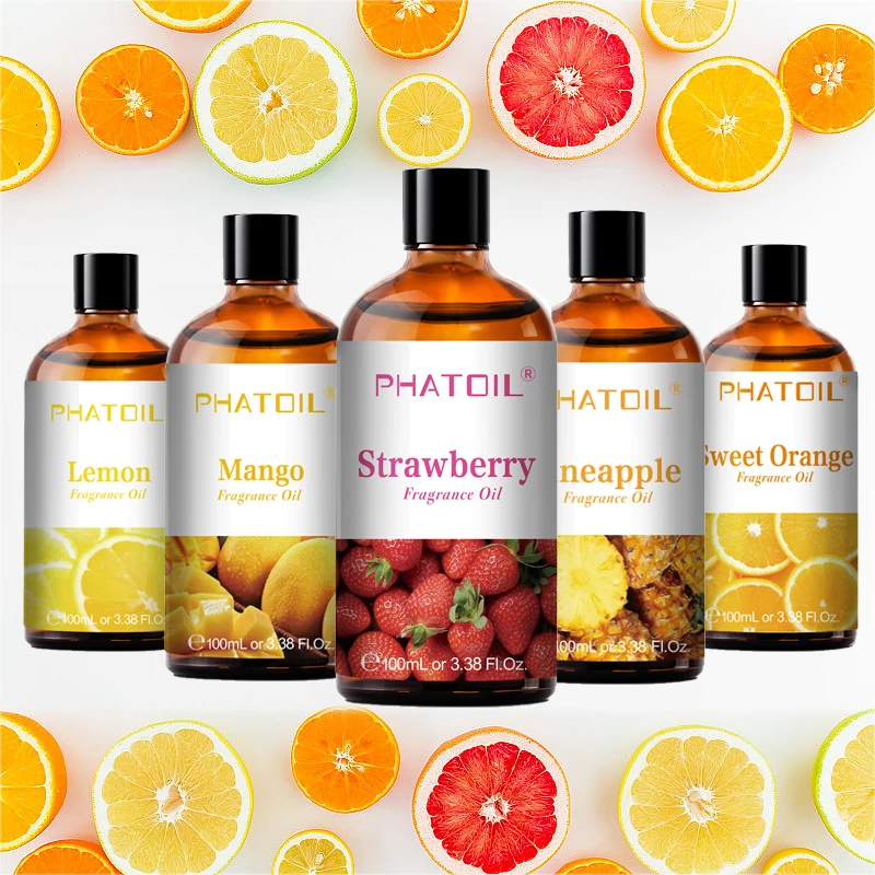 PHATOIL 100ml Aromatherapy Fragrance Oil Coconut Strawberry  Cherry Watermelon Lemon Pear Aroma Oils For Diffuser Candle Making