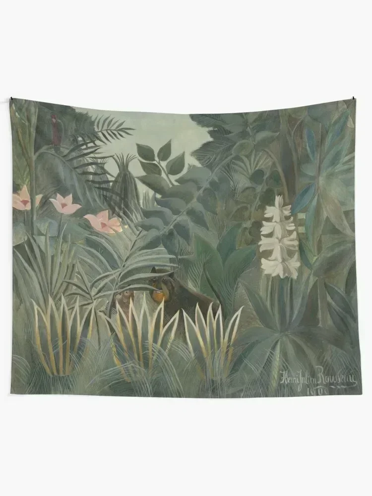 Henri Rousseau. The Equatorial Jungle, 1909. Tapestry Decoration For Rooms Carpet On The Wall Tapestry