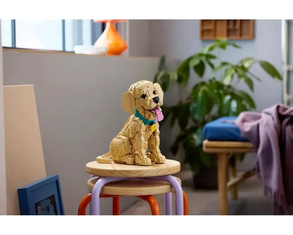 puppy pet model blocksicon golden Retriever , DIY2102pcslifelike puppy building blocks display, holiday gifts for animal lovers