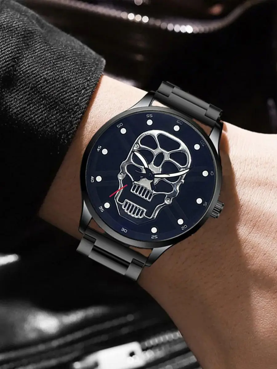 High Quality Men Skull Watch 2024 New Fashion Casual Leather Quartz Clock Analog Male Military Sports Wristwatch Relogio Hot