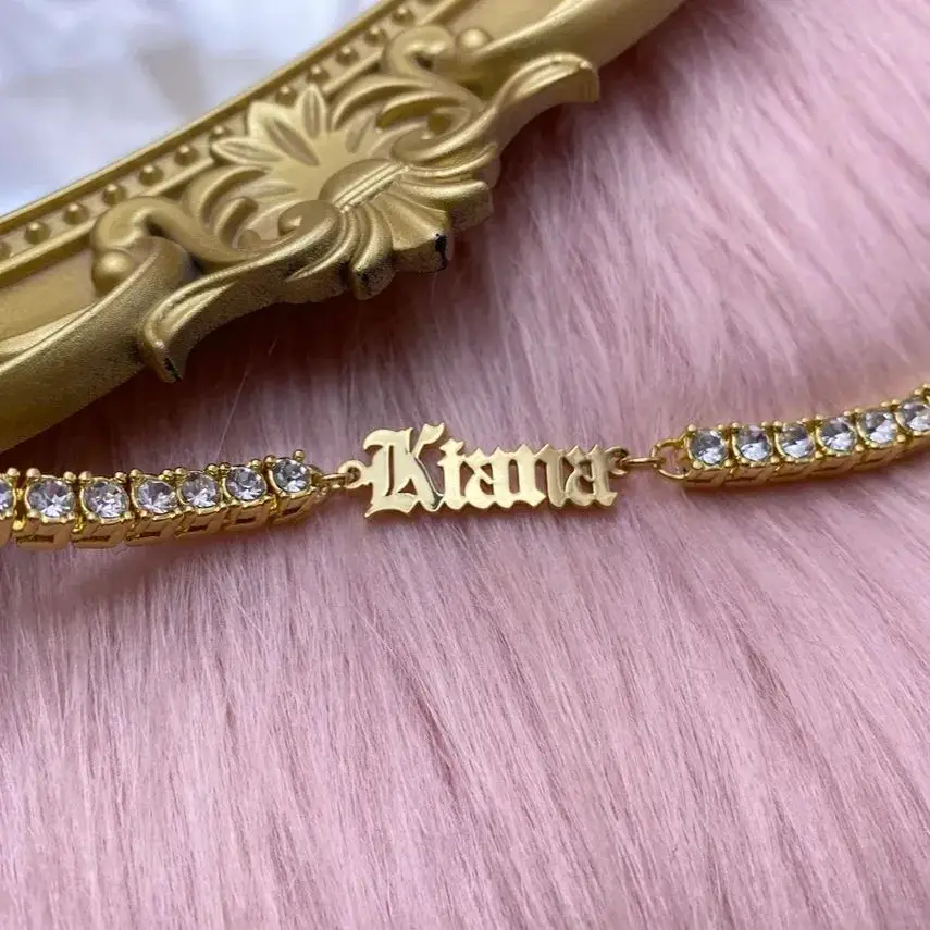 Custom Name Bracelet Stainless Steel Zircon Tennis Chain Everyday Wear Street Party Hip Hop Culture Music Festival Gift for Her