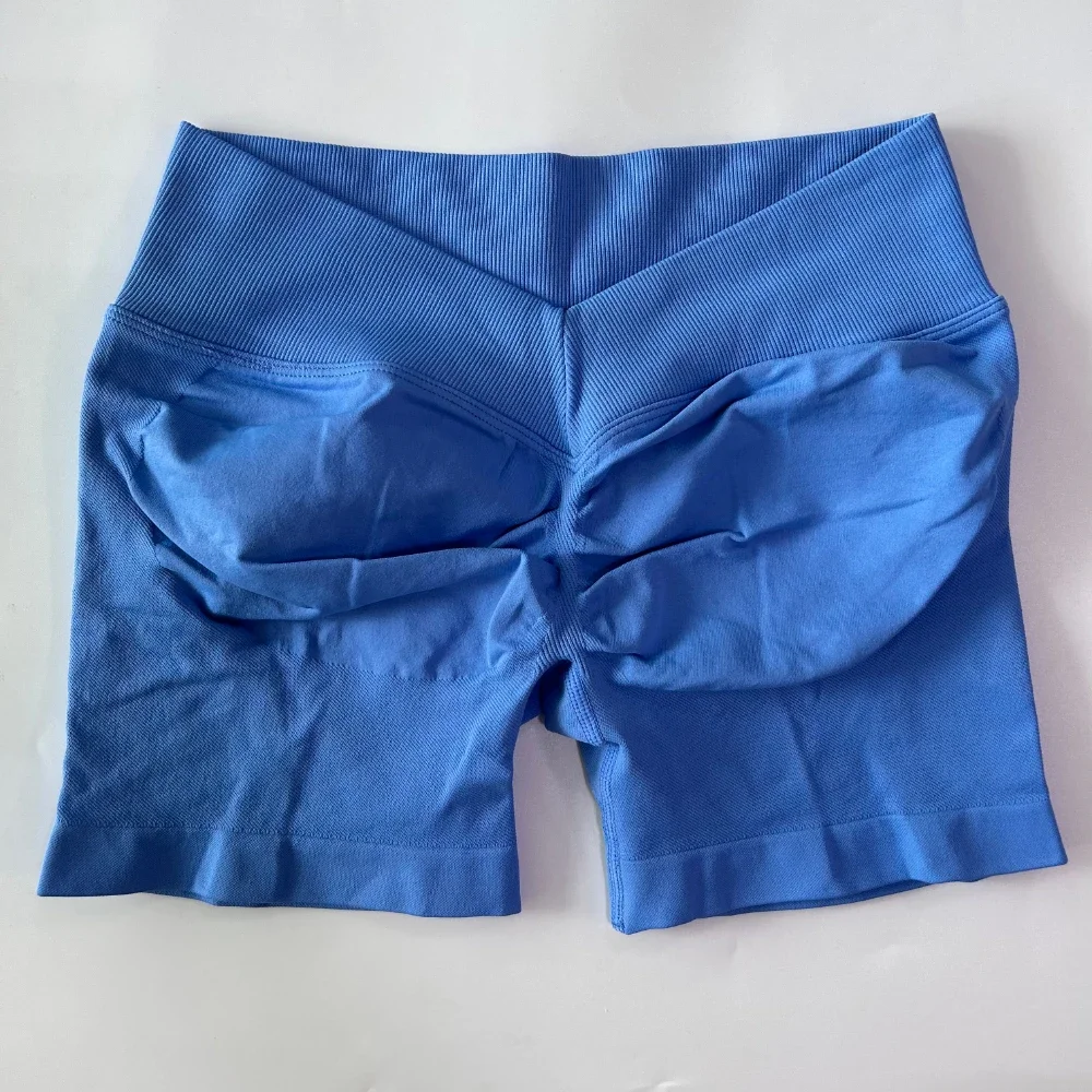 Женские шорты для йоги без логотипа с V-образной талией, высокоэластичные бесшовные шорты для тренировок в тренажерном зале, шорты для йоги, шорты для бега