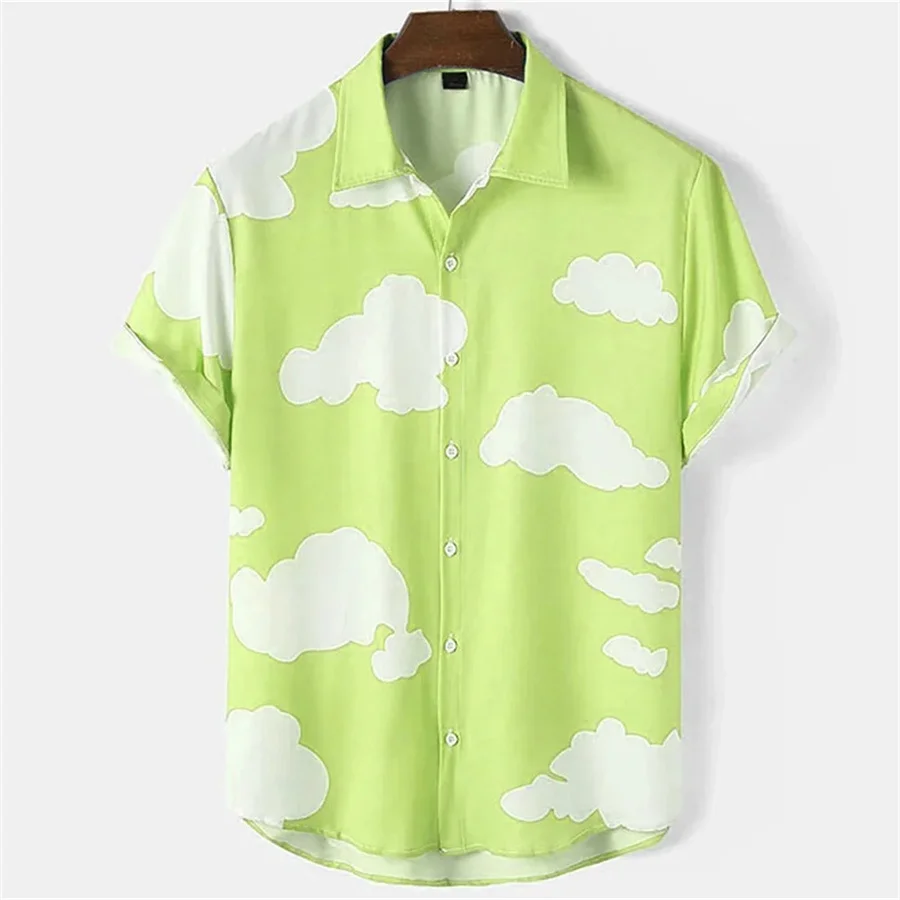 Men's shirts short sleeves cloud print tops Hawaiian holiday shirts fashion unisex shirts summer t-shirts casual shirts