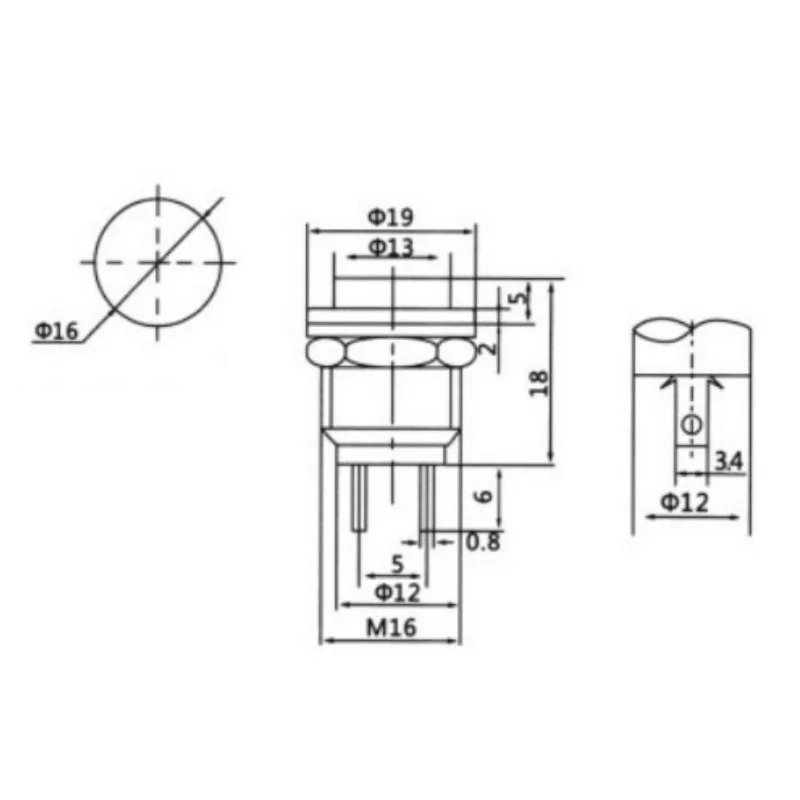 5pcs 16mm Push Button Switch OFF-(ON) DS-212 Momentary Self-Reset Electronic Hanging Scale Start Switch  6Color