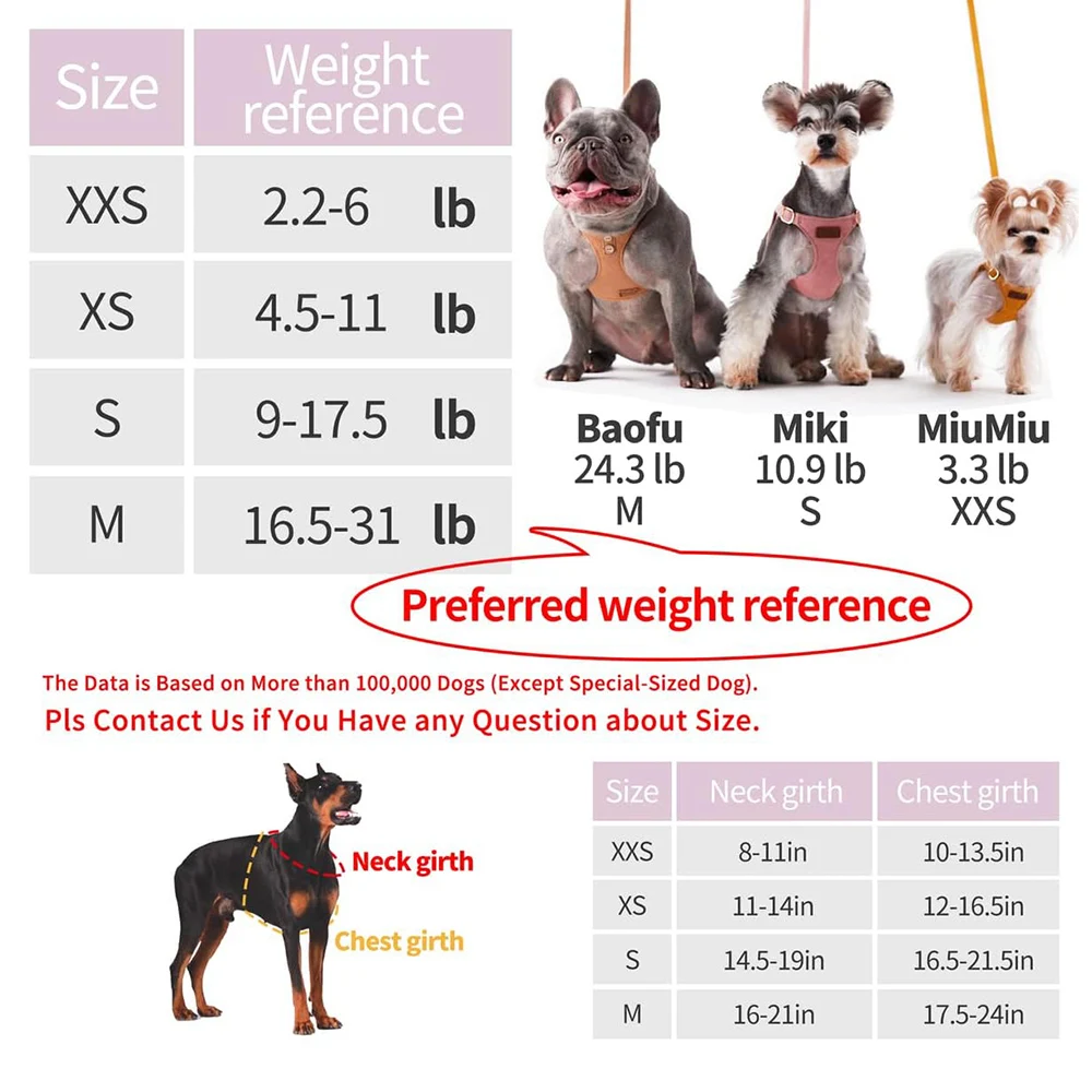 No Pull Small Dog Harness with Multifunction Dog Leash Lightweight Soft Adjustable No Choke Escape Proof Pet Harness Vest