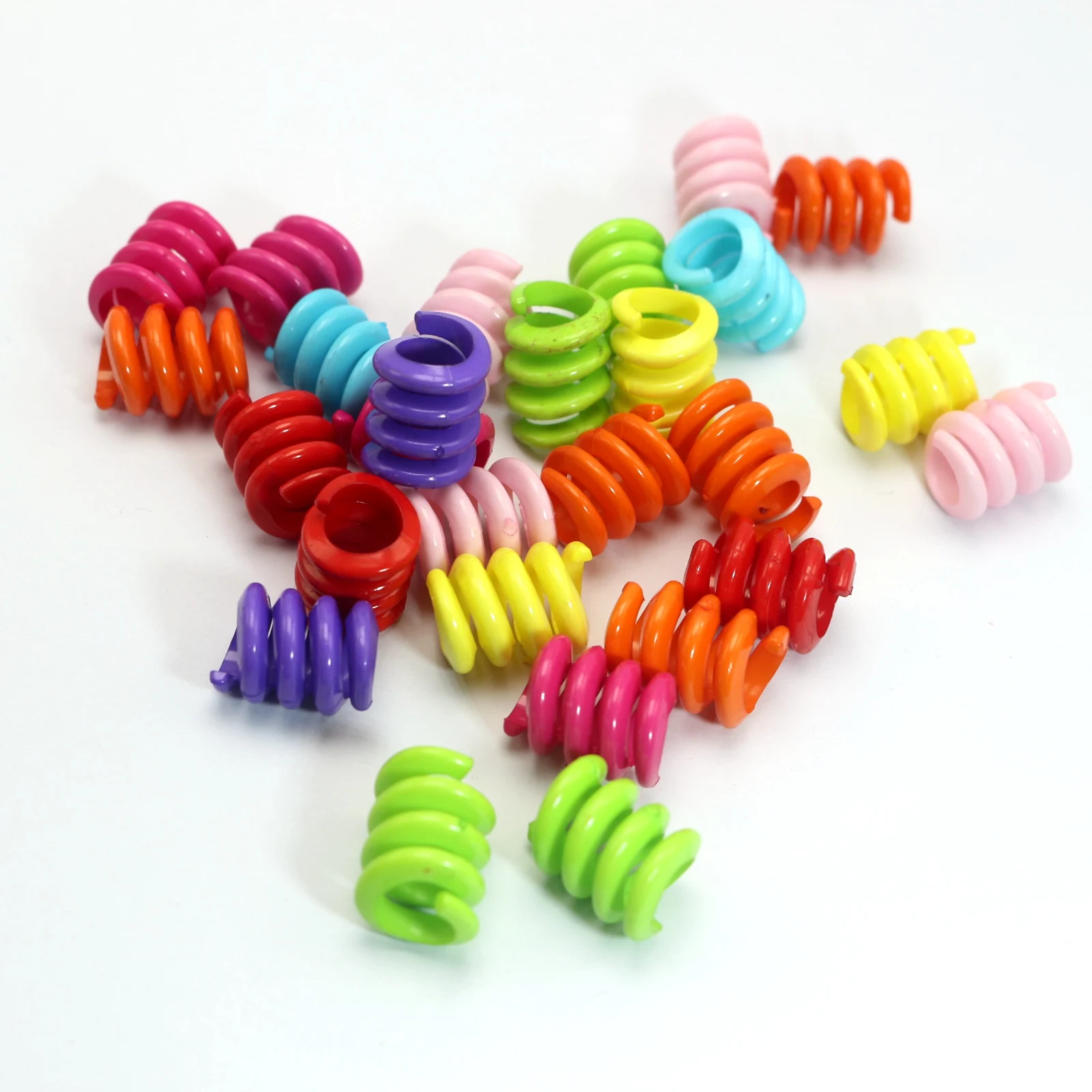 50 Mixed Color Acrylic Spring Dreadlock Ring Hair Pony Beads 15mm With Big Hole