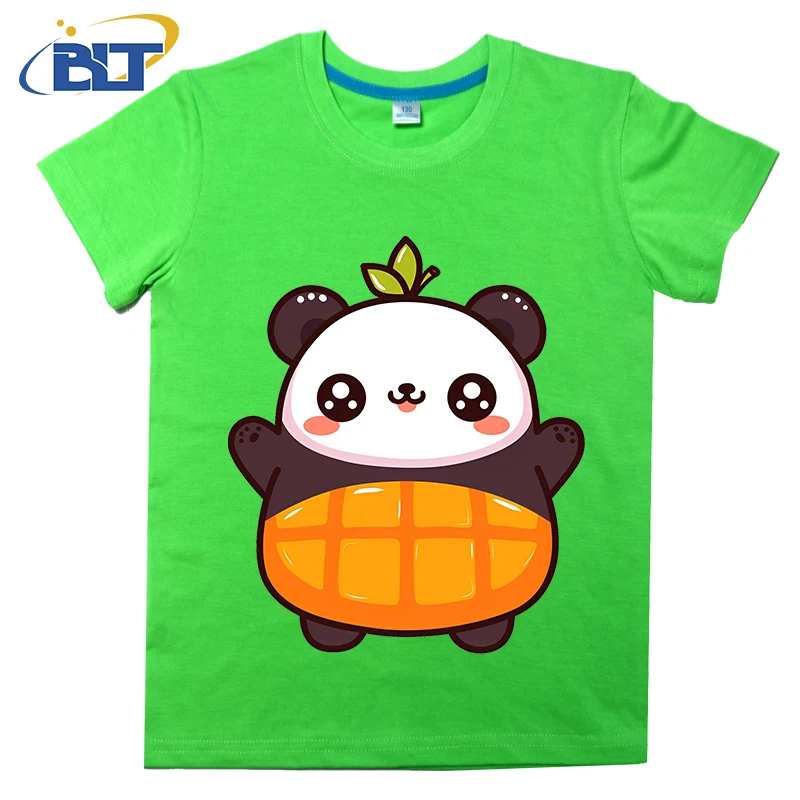 

Mango Panda printed kids T-shirt summer cotton short sleeve casual tops suitable for boys and girls