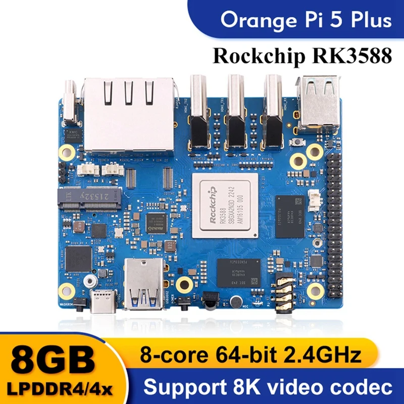 For Orange Pi 5 Plus RAM Single Board Computer RK3588 PCIE Module External Wifi6 Pi5 Plus Demo Development Board