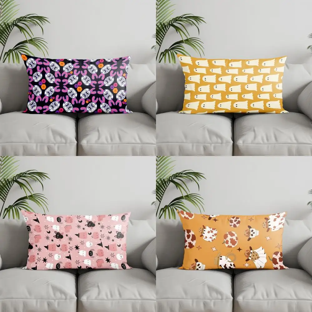 Home Decor Skull & Bunny Pattern Pillowcase Suitable For Sofa Bedroom Car Pillow Cover Cushion Rectangular Back Cushion
