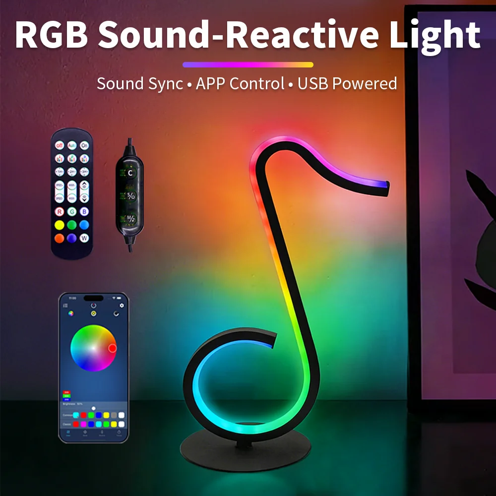 

Decorative Creative RGB Dream Color Sound-Activated Desktop Ambient Light Minimalist LED Rhythm Night Light for Bedroom Bedside