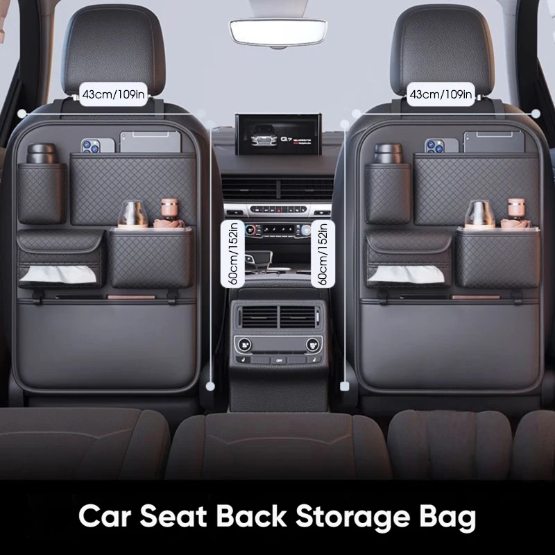 TazerApex Multi-functional Car Seat Back Organizer Large Capacity Multi Pocket Backseat Storage Bag Wear-Resistant Anti Kick Mat