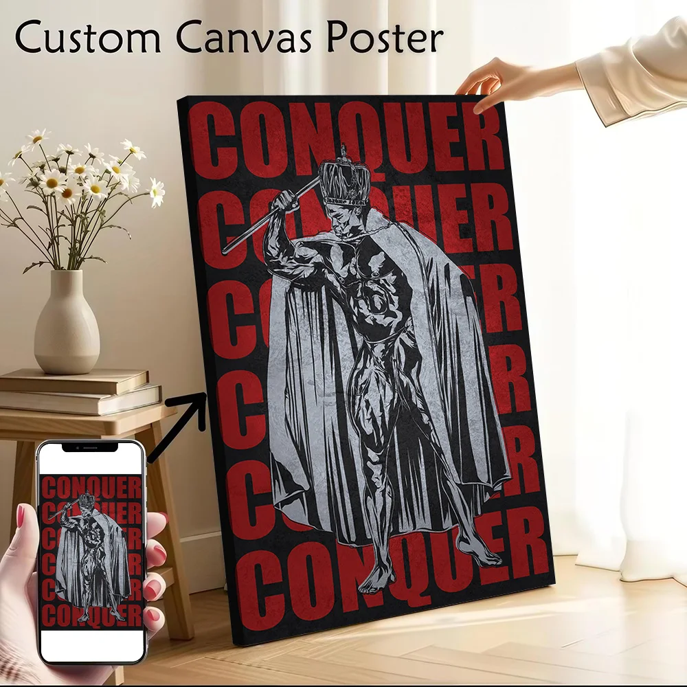 CONQUER Ronnie Mr Olympia Gym Motivation Printed Canvas Wall Art Customizable Paintings Poster Perfect Gift for Gamer Decoration