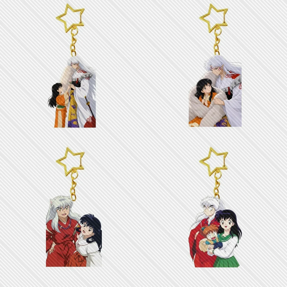 6CM  hot Anime Inuyasha Sesshoumaru Acrylic Keychain Model Cosplay Charm Characters Ornament Accesorios Good Gifts