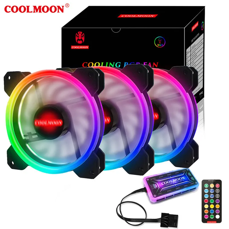 

Coolmoon GM 3 Case Fan PC Cooling RGB Fan with Remote Quiet Computer Case CPU Cooler and Radiator Computer Components 120mm Fan