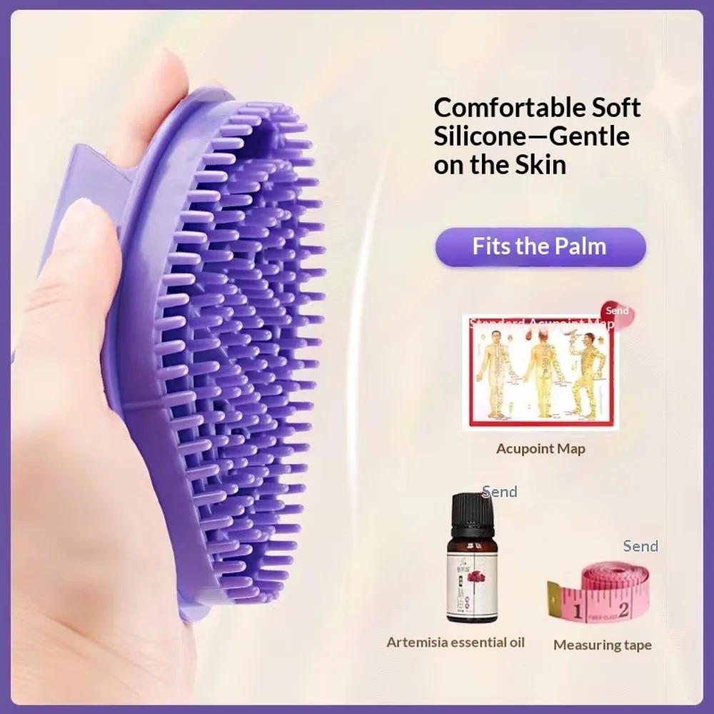 Silicone Meridian Massage Body Brush for Waist Abdomen Head Legs Essential Oil Relaxation Improves Circulation