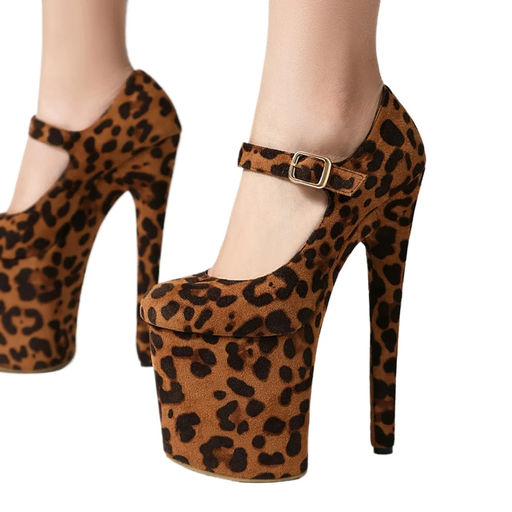 

Zapatos De Mujer, женские вечерние модельные туфли на тонком высоком каблуке с круглым носком и леопардовым принтом, свадебные туфли, туфли на платформе для невесты 196-8