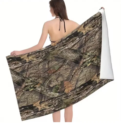 Beach Towel Camouflage Print Pattern Sunscreen and Windproof Suitable for Swimming Pool Camping Travel Blanket