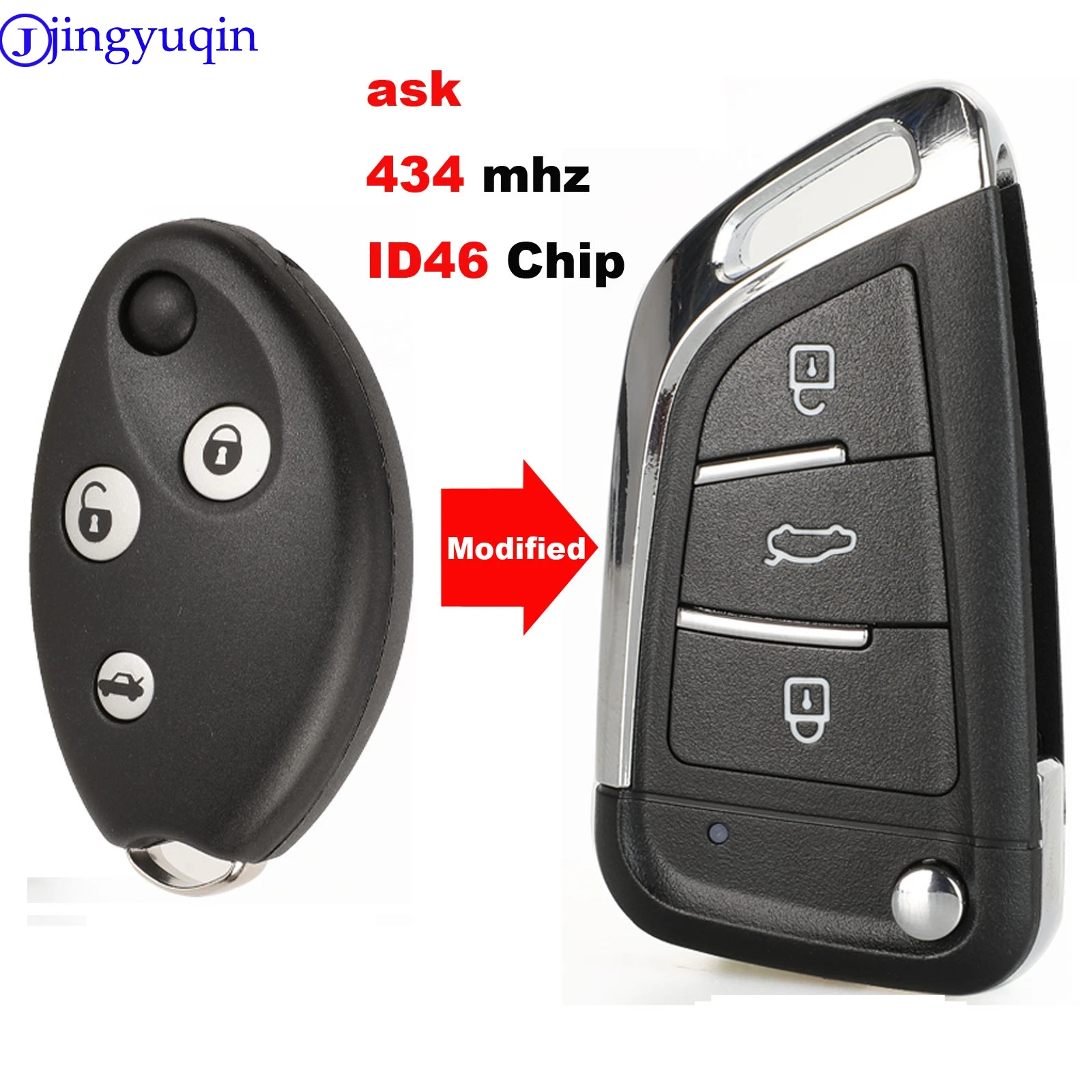 jingyuqin 3 Buttons For Citroen Senna C3 C5 Remote Control  Key With Electronics 433Mhz Uncut Blade Car Keys