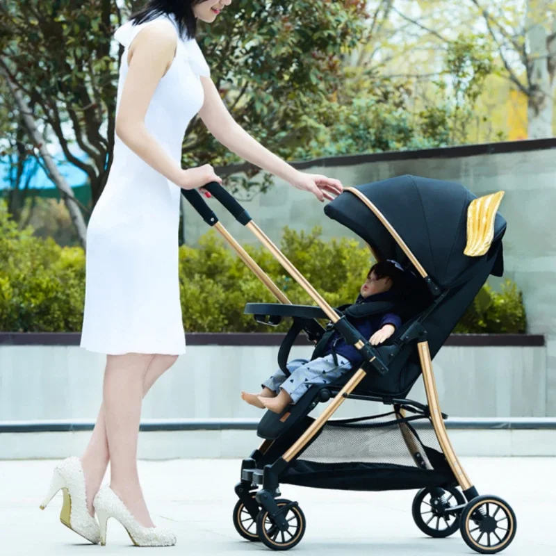 Baby Stroller Two-way light Stroller One-button Travel Portable Pram Infant Trolley Folding High-view Stroller baby carriage