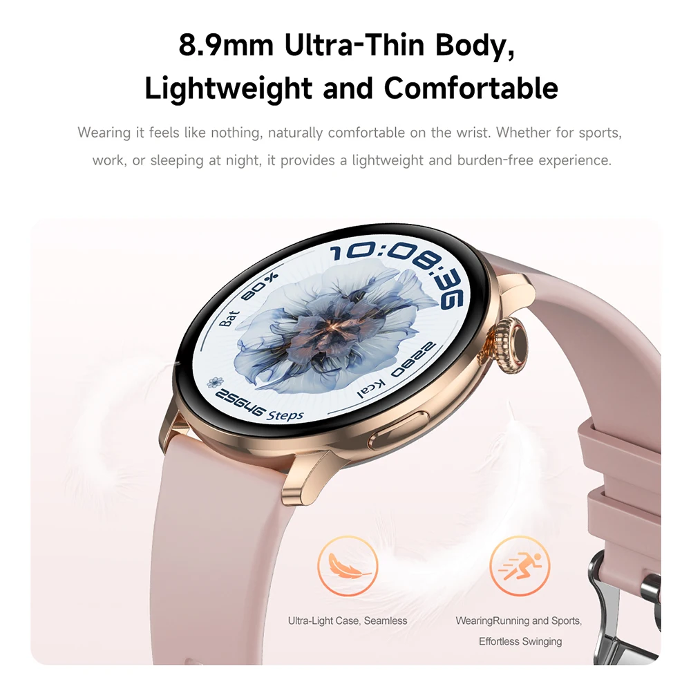 New Ultra-thin Smartwatch Woman GPS Motion Trajectory Bluetooth Call Health Dynamic Island Waterproof Smart Watch Android IOS