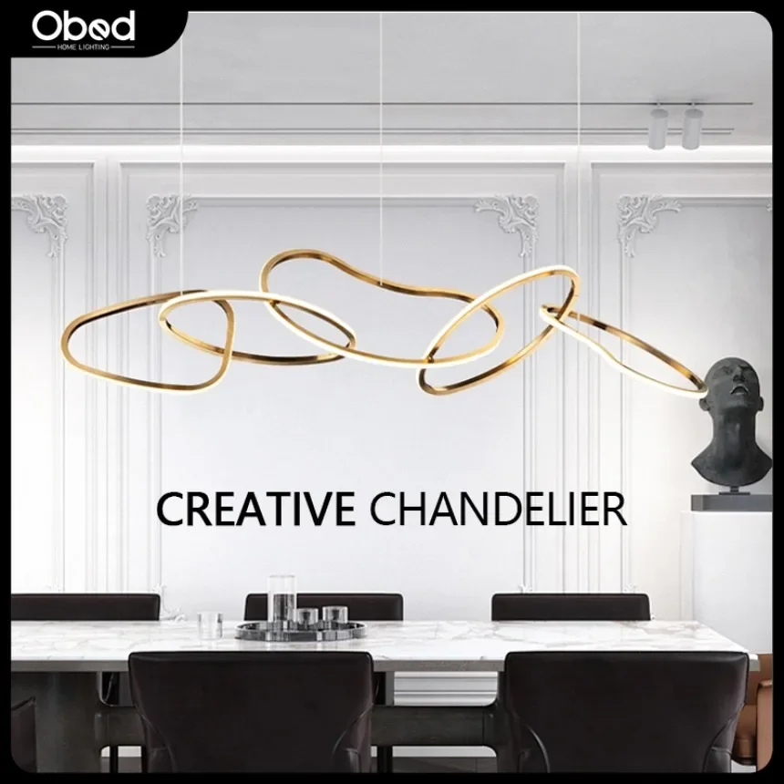 

LED Pendant Lamp Modern Luxurious Stainless Steel Creative Home Decor Light Kitchen Living Room Villa Lobby Restaurant Droplight