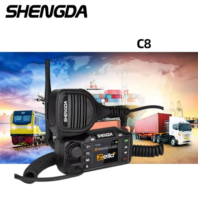 ZELLO Car Mobile Radio SD-C8 4G POC 5000KM Bluetooth GPS SOS LCD Display Wireless Link Anti-Interference High-Fidelity Output