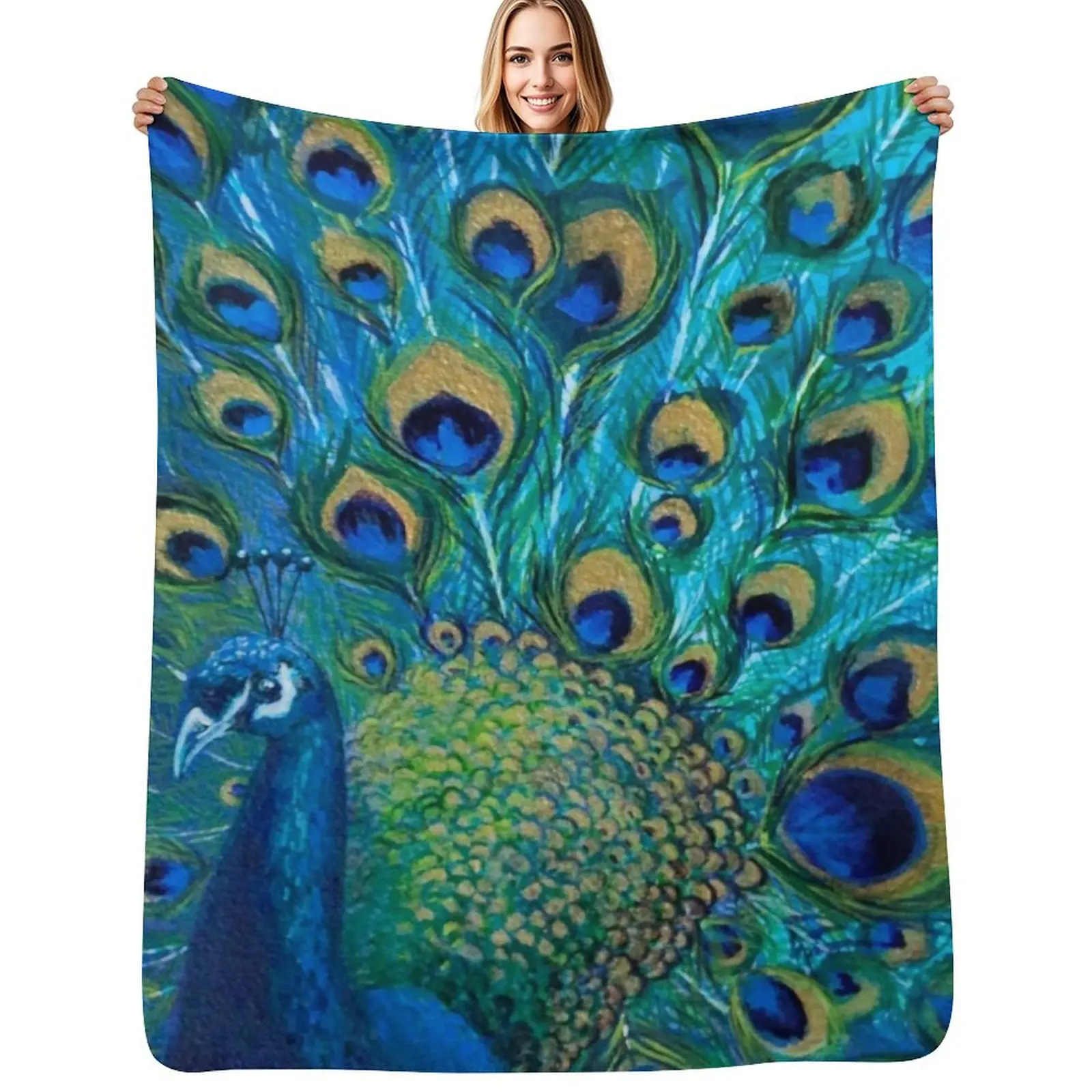 

Peacock Full Glory 2 Throw Blanket Designers Beach Decorative Beds Camping Blankets