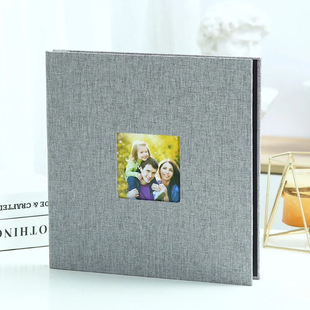 9.06x9.84in Linen Cover Photo Album Laminated Cover 3 Ring Binder 3 Ring Binder Scrapbook grey Self Adhesive Photo Album