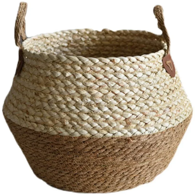 

Green plant woven baskets, flower pots, flower , flower bamboo Nordic rattan woven bamboo