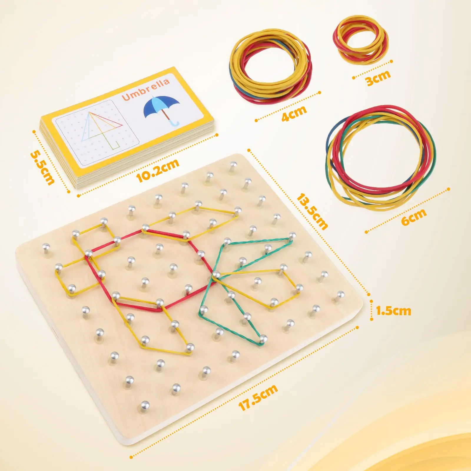 Juego de geoboard de madera, tablero geométrico Montessori, tableros de cordones de juguete de madera para niños, inspirar la imaginación y la creatividad del chico