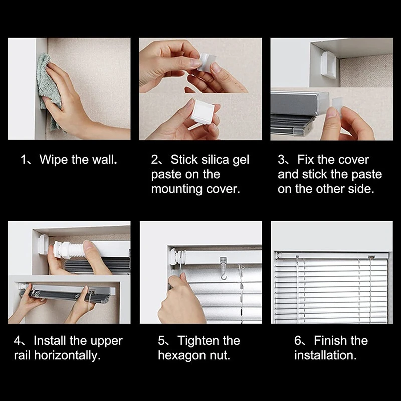 2pcs/Set 1inch No-Drilling Blinds Installation Bracket Adjustable Blinds Head Support Frame Installation Bracket Accessories