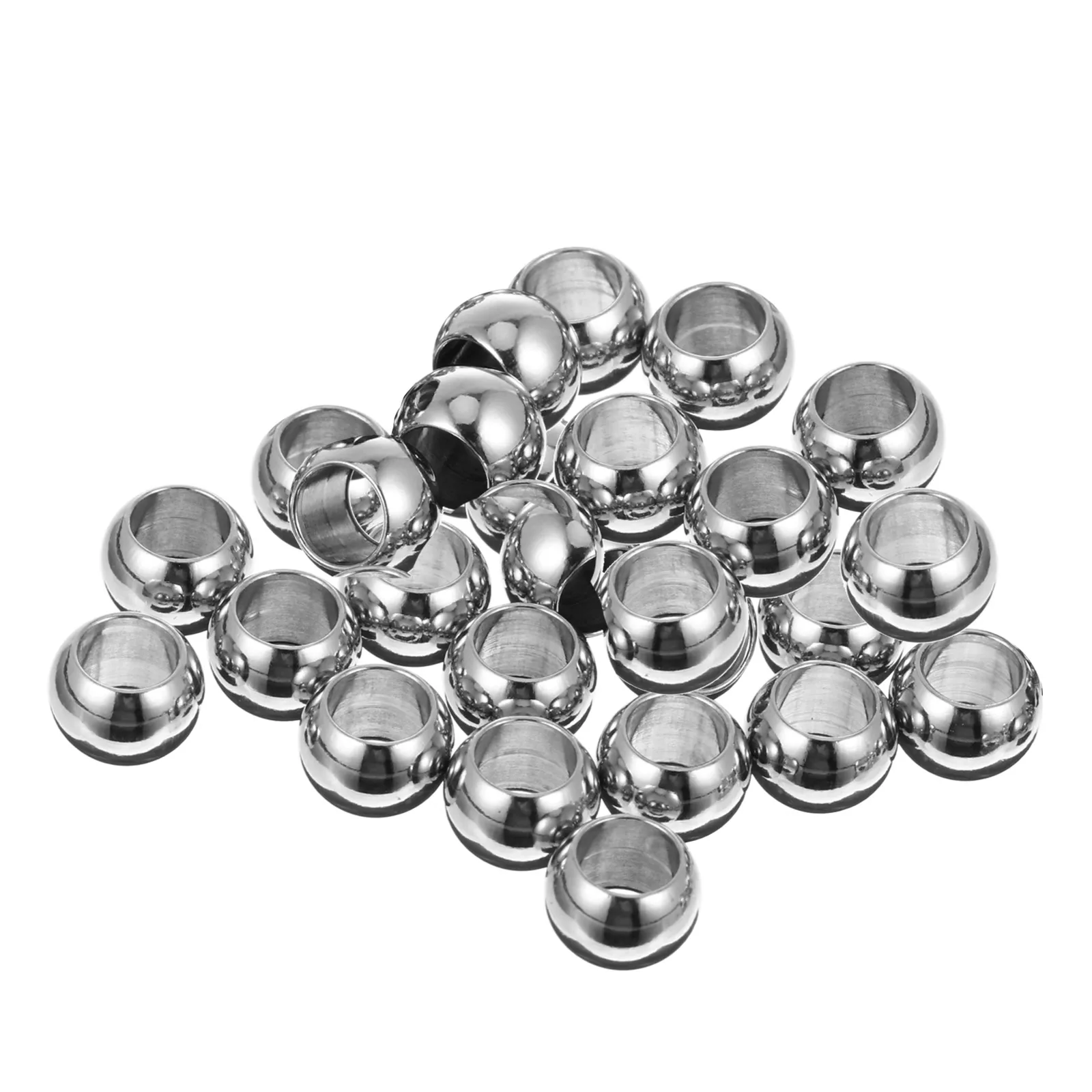 

100 Pcs Stainless Steel Beads for Bracelet Necklace DIY Jewelry Making Hole Crafts Accessories Beaded anklets Decorative