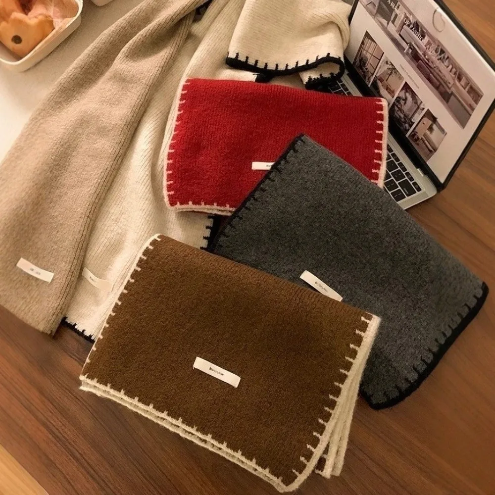 

New Knitted Neck Warmer Coldproof Warm Neckerchief Windproof Solid Color Shawl Outdoor Sports