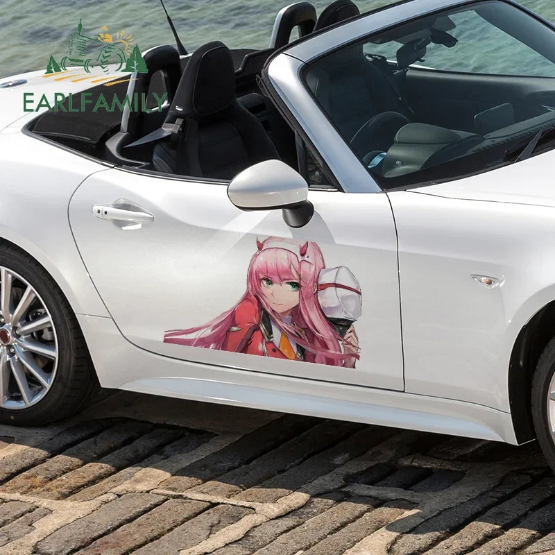 

EARLFAMILY 43cm x 26.1cm For Zero Two Occlusion Scratch Car Stickers Waterproof Decal Motorcycle Personality Creative Decor