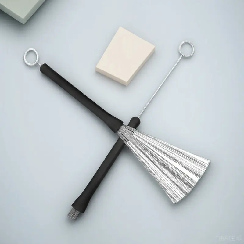 

2 шт. выдвижные барабанные щетки с резиновыми наконечниками, стальные проволочные щетки для барабанов, устойчивые к ржавчине, для низкоинтенсивного использования